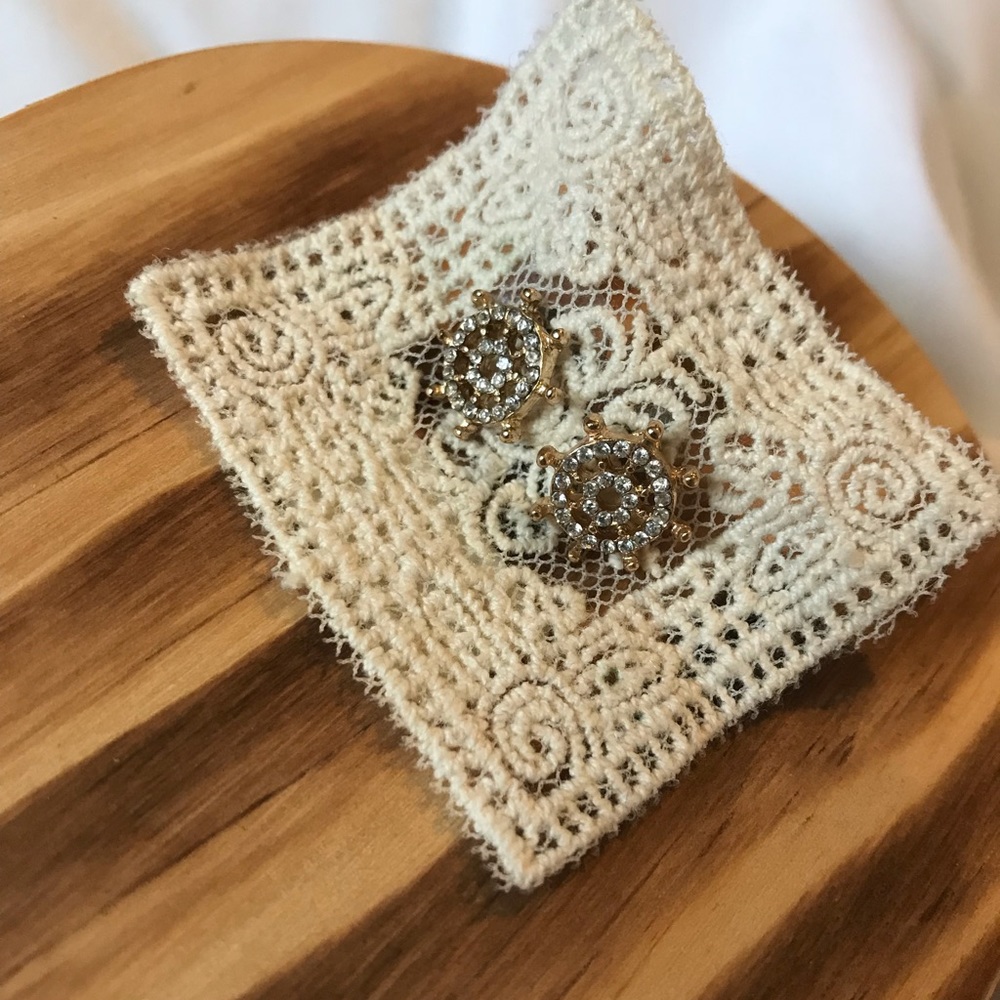 Gold Nautical Ship Wheel Earrings